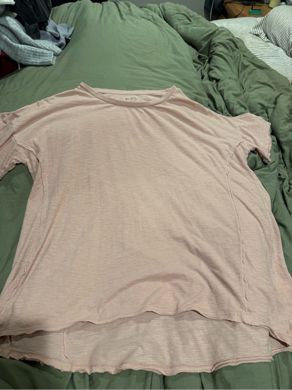 Wonderly Light Pink Short Sleeve Relaxed Tee